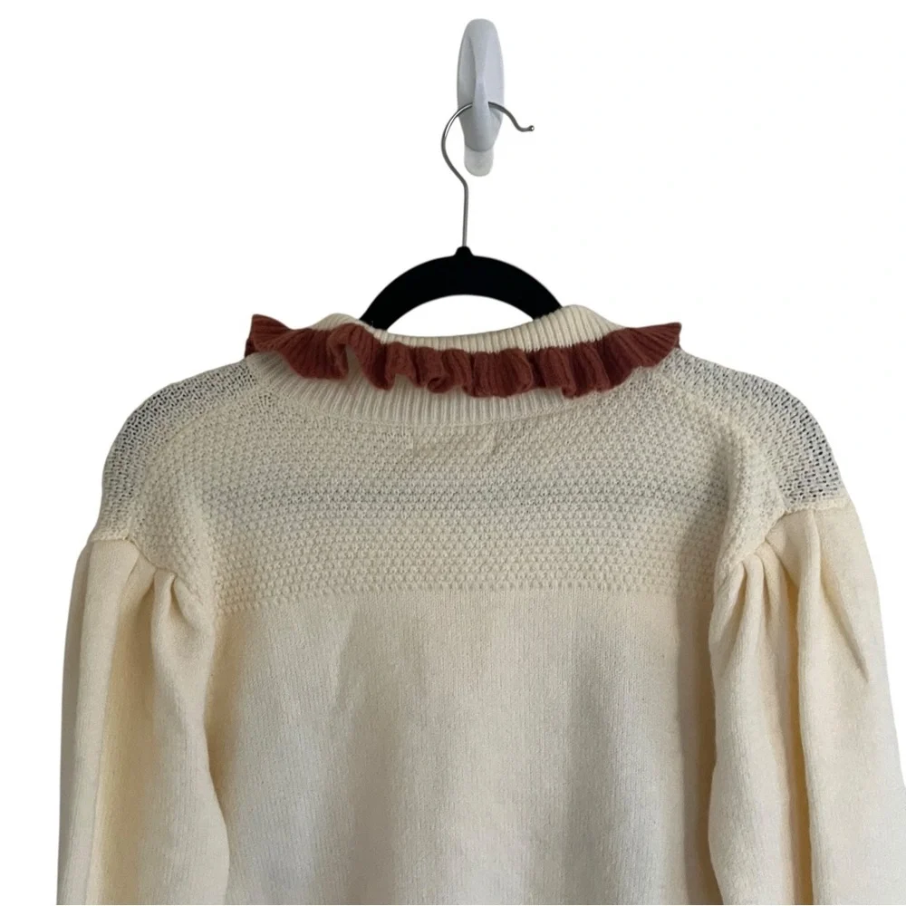 Listicle Beige Brown Floral Embroidered Knit Cardigan NWT Small - Picture 5 of 14